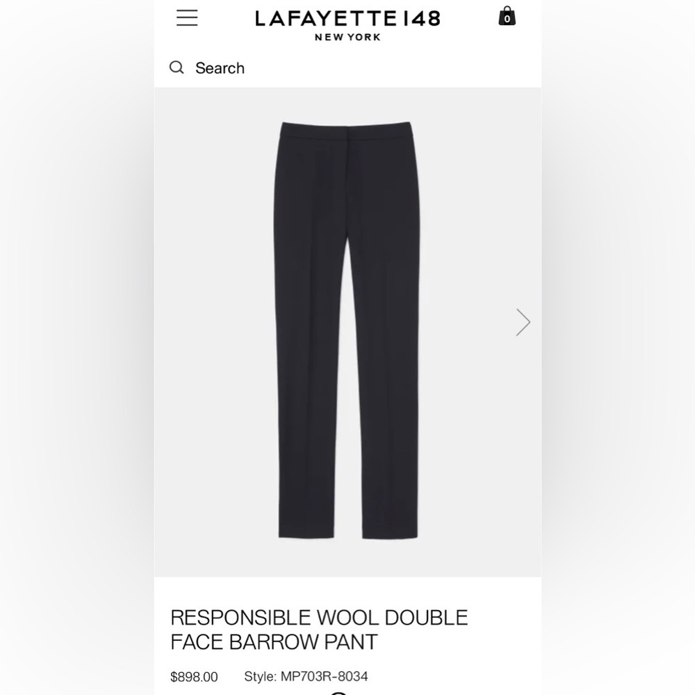 Lafayette 148 New York Wool Double Face Barrow Pant